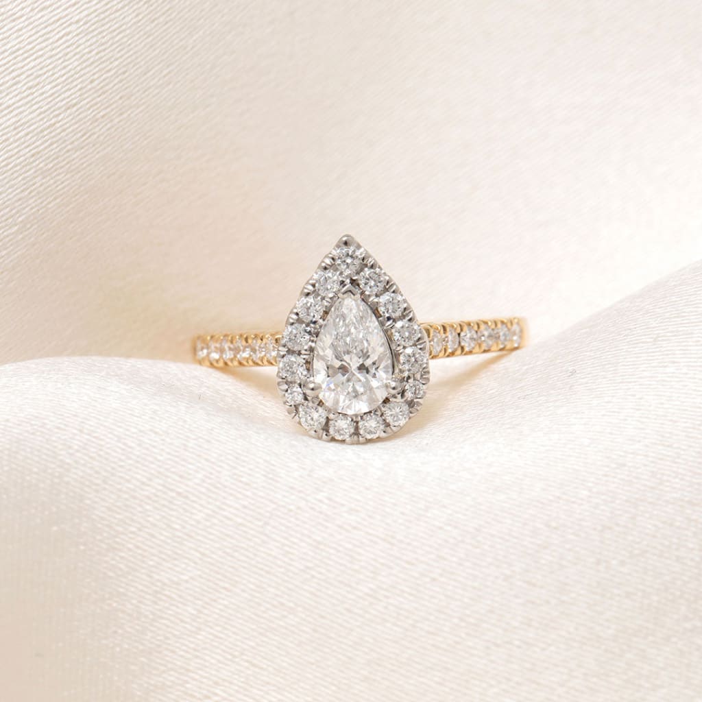 ROMI | Pear Halo Lab Diamond Set in 18ct Gold 0.80ct - Rings