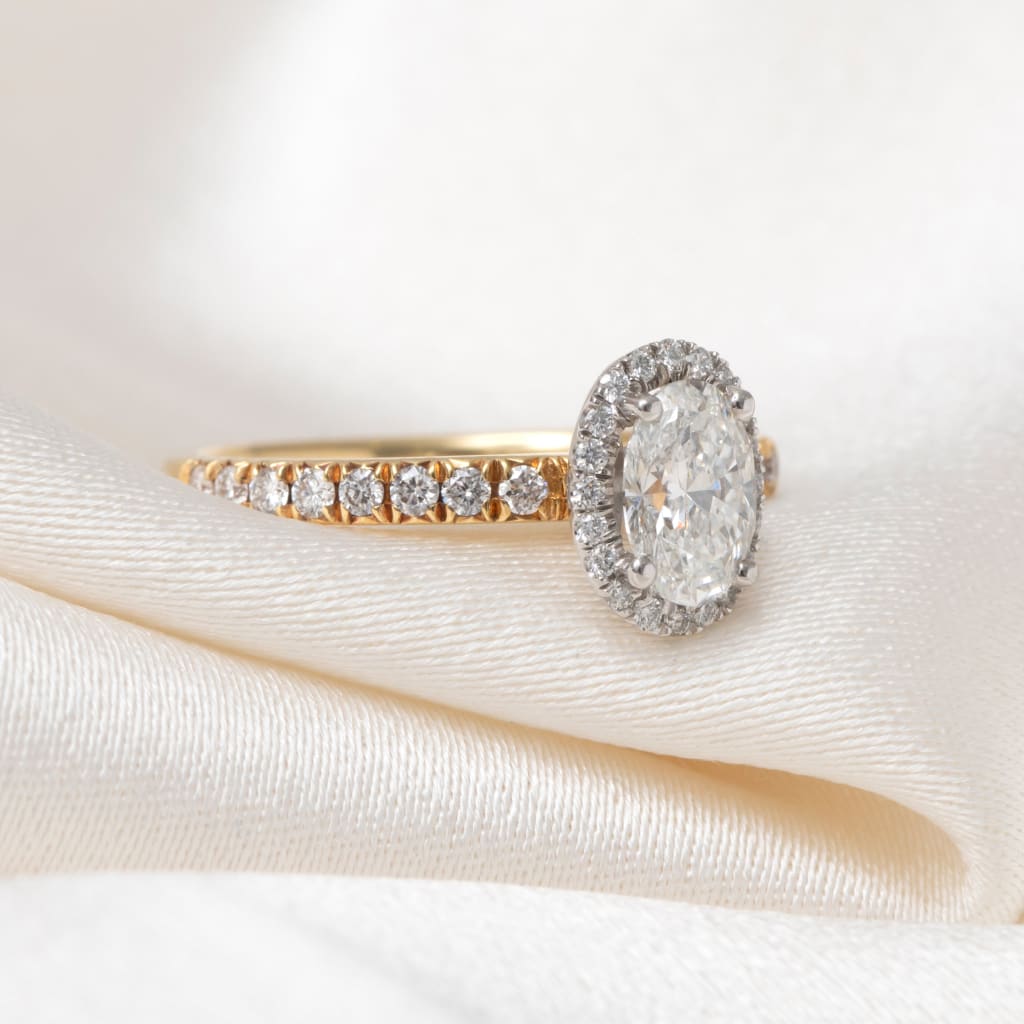 ROOK 0.65ct | Oval Halo Diamond Engagement Ring in 18ct