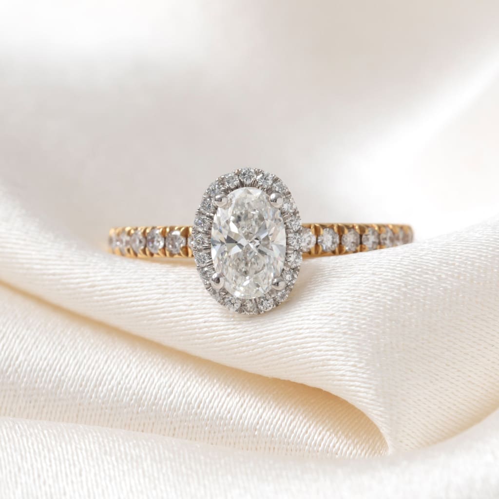 ROOK 0.65ct | Oval Halo Diamond Engagement Ring in 18ct