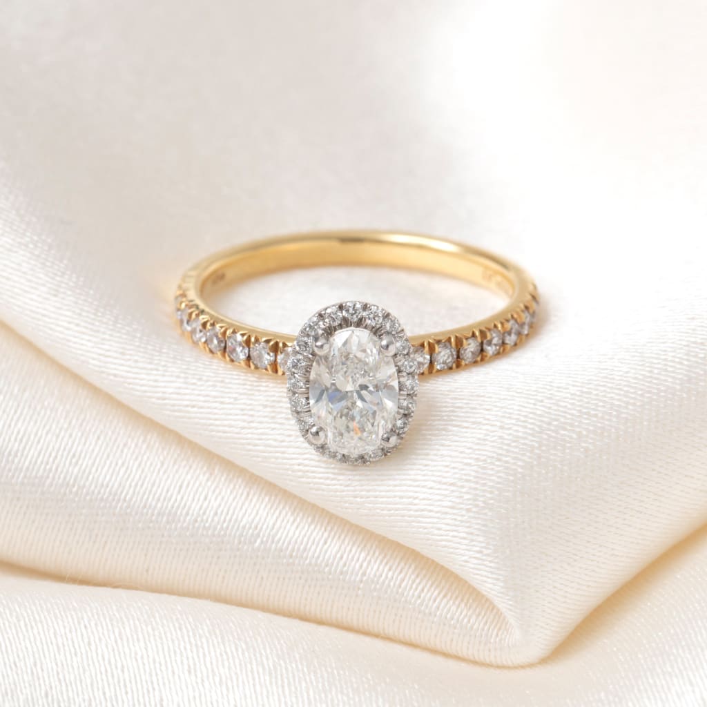 ROOK 0.65ct | Oval Halo Diamond Engagement Ring in 18ct
