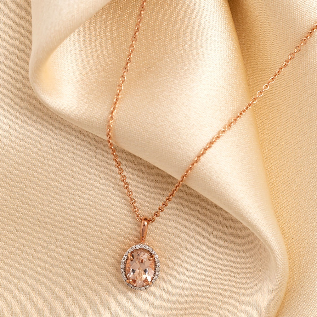 Morganite & Diamond  | 9ct Rose Gold - Necklace12