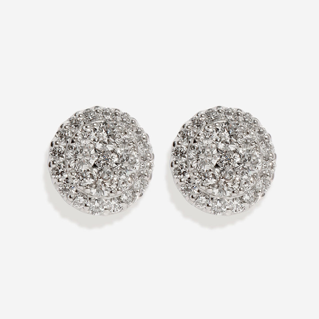 Round cluster diamond earrings 0.66ct on white background