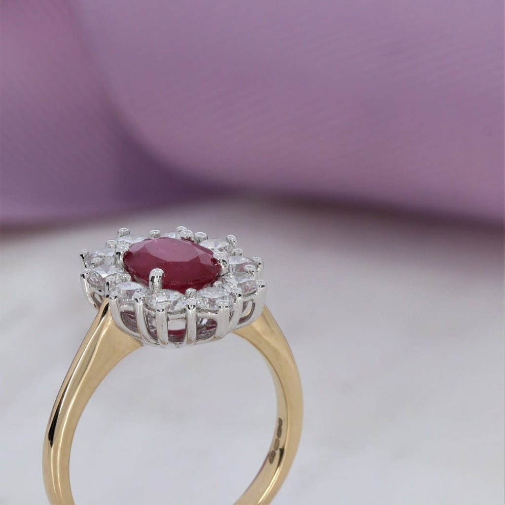Ruby & Diamond Cluster ring