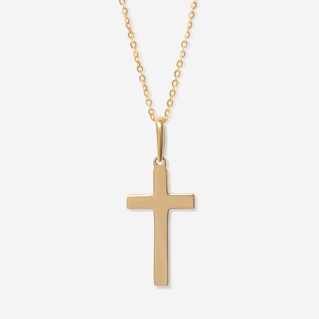 Small Plain Cross Necklace | 9ct Gold - Necklace