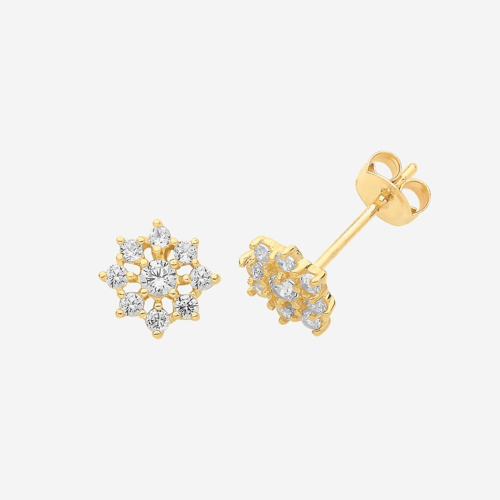 Snow Sparkle Earrings | 9ct Gold