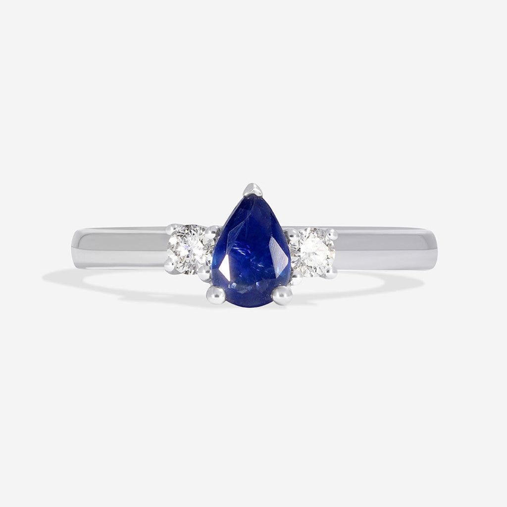 Swords 18ct White Gold Pear Sapphire Ring