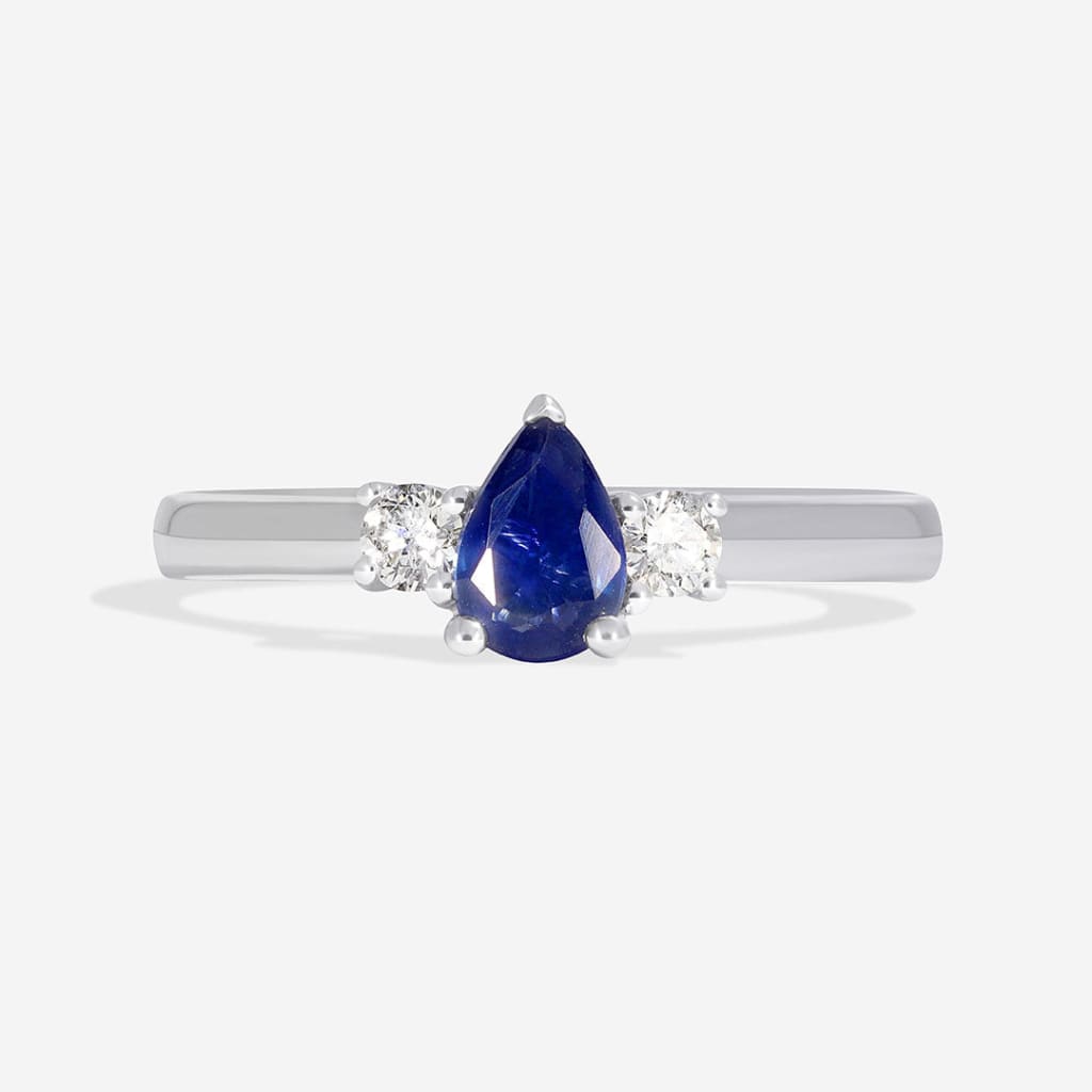 Swords 18ct White Gold Pear Sapphire Ring