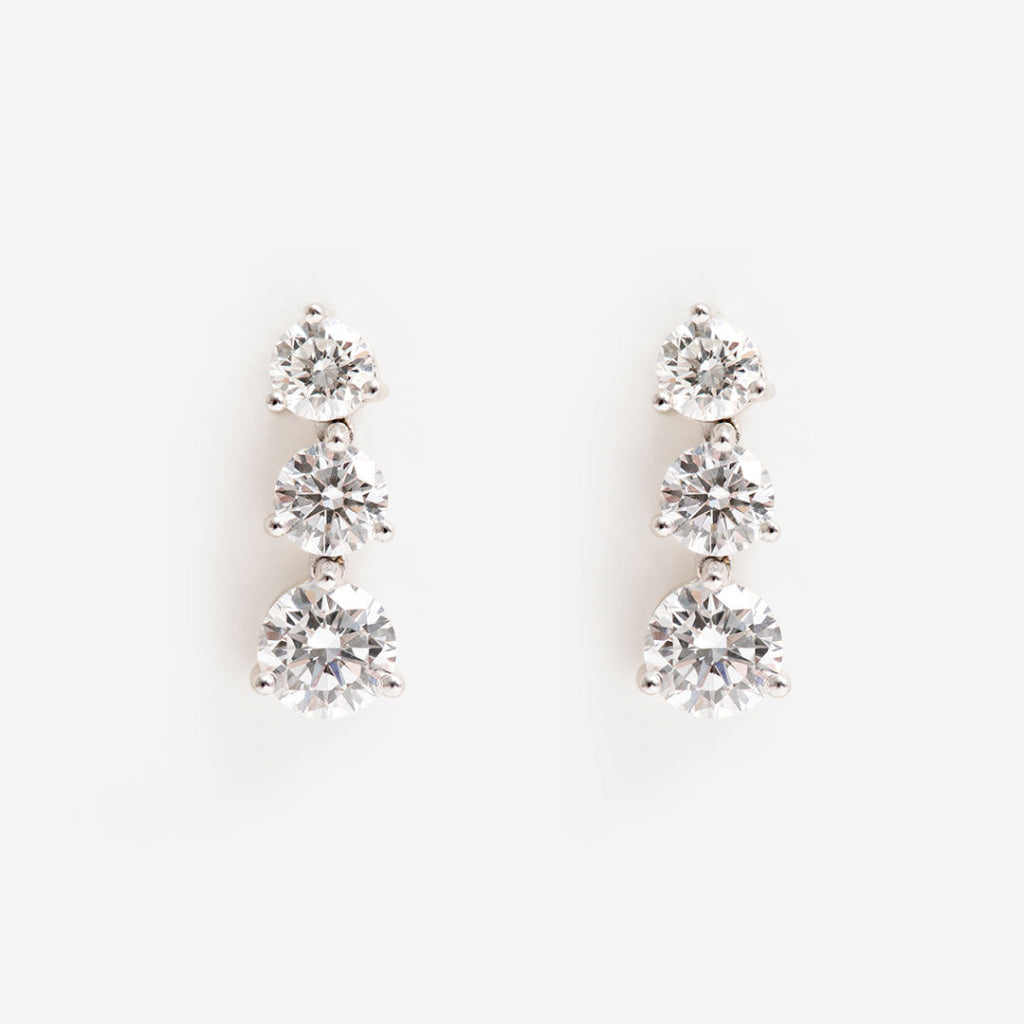 Trilogy Diamond Drop Earrings - 2ct | 18ct White Gold