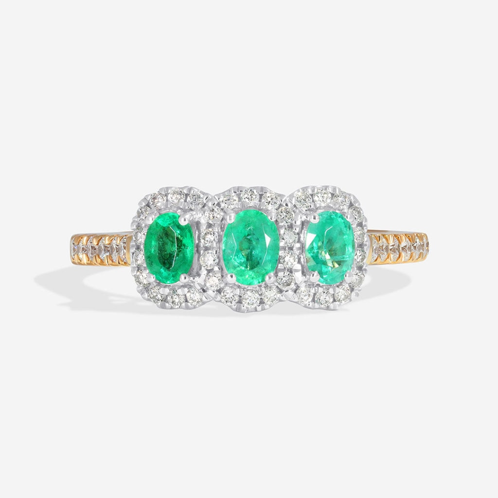 Trinity | Emerald Diamond Ring - 18ct Gold