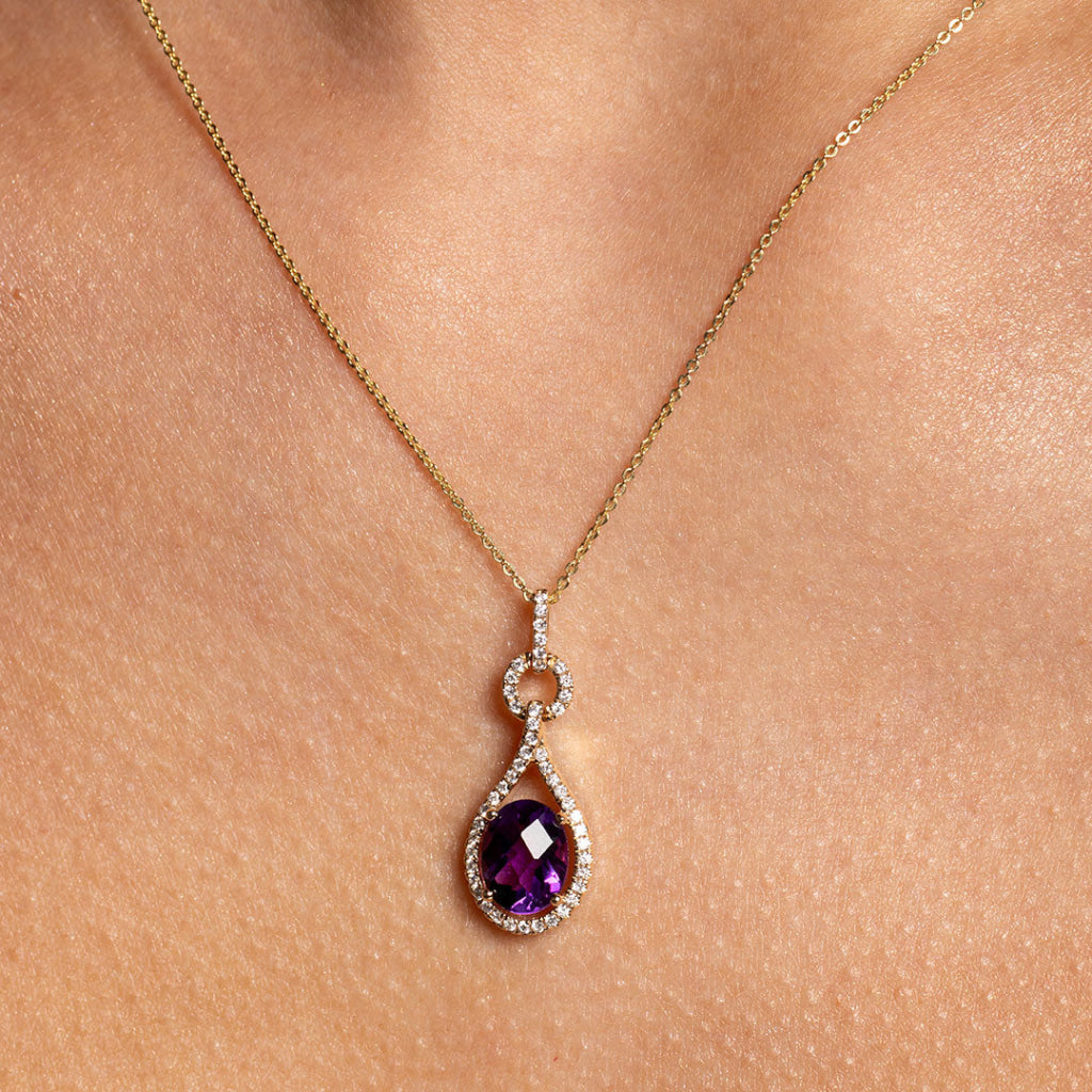 Twist Amethyst Diamond Necklace in 9ct Gold – Gear Jewellers