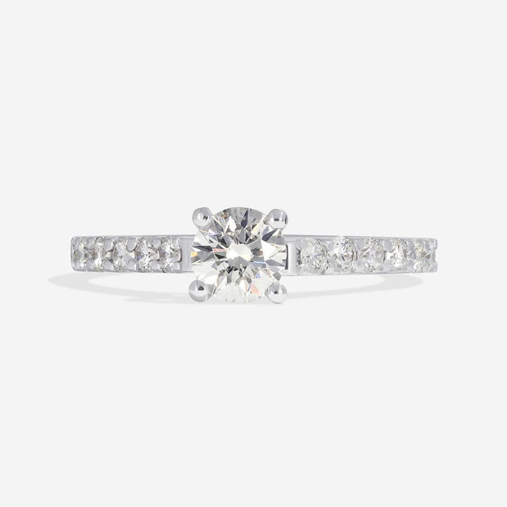 Winter - Round solitaire diamond engagement ring with diamonds shoulders