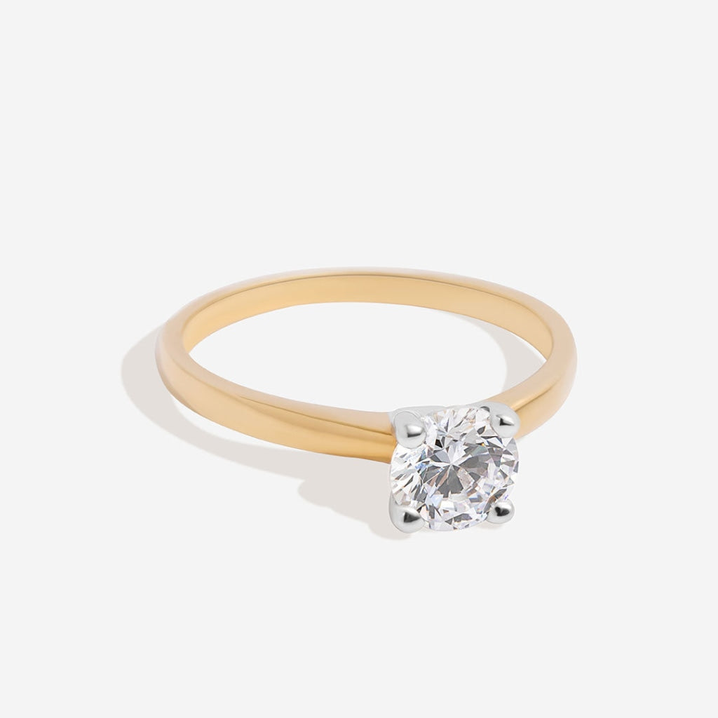 Gold Proposal ring with zirconia stone