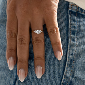 NYLA Round 0.90ct | 3-Stone Natural Diamond Engagement Ring in 18ct Gold