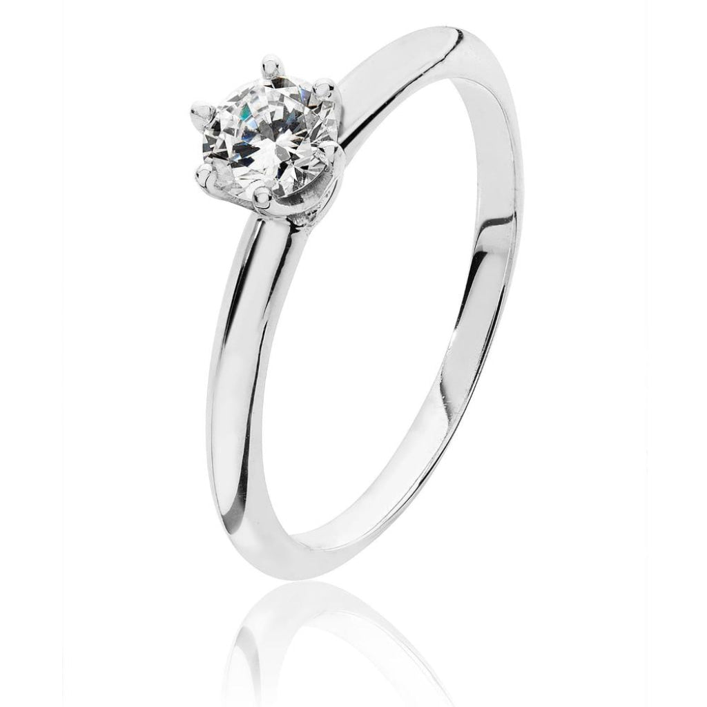 Silver cz ring with 6 claws