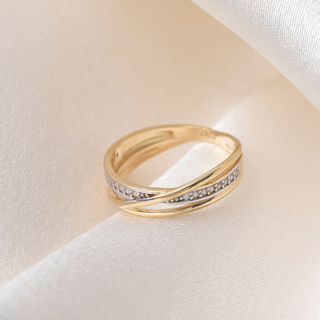 Zirconia Crossover Ring | 9ct Gold