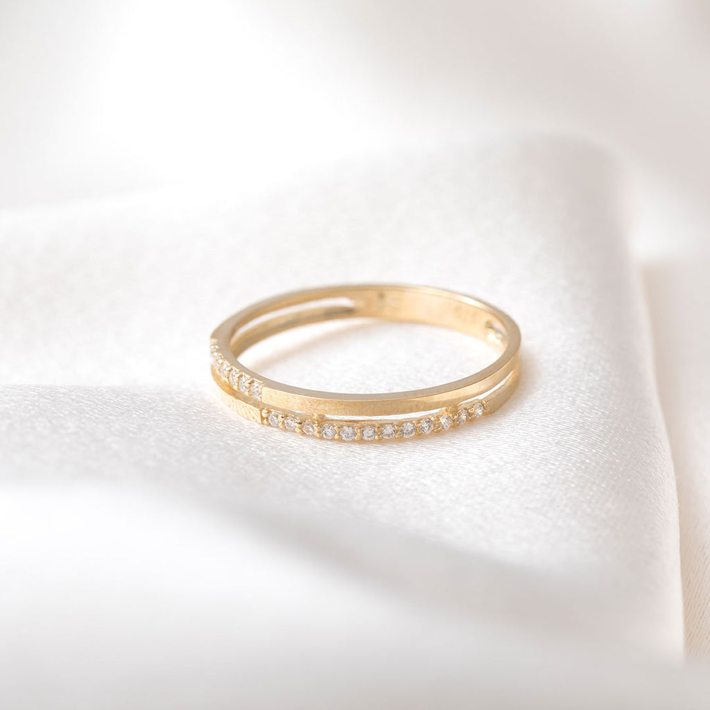 Duet Zirconia Ring | 9ct Gold