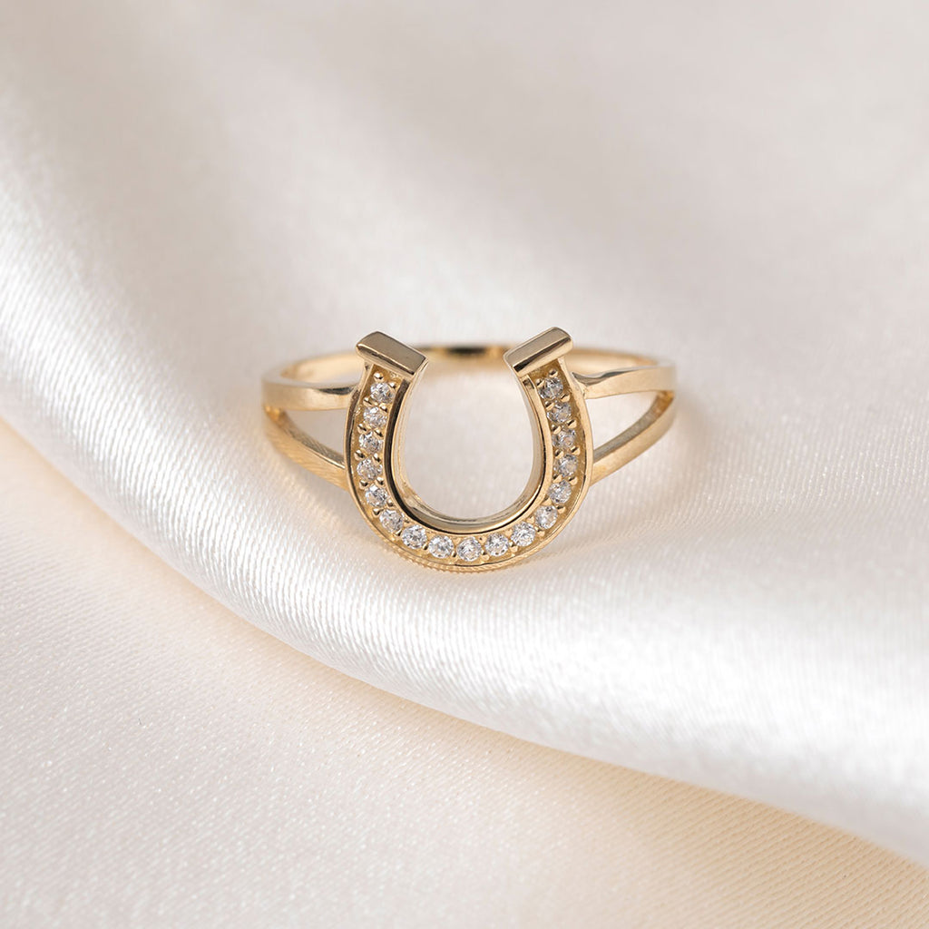 Horseshoe Zirconia Ring | 9ct Gold