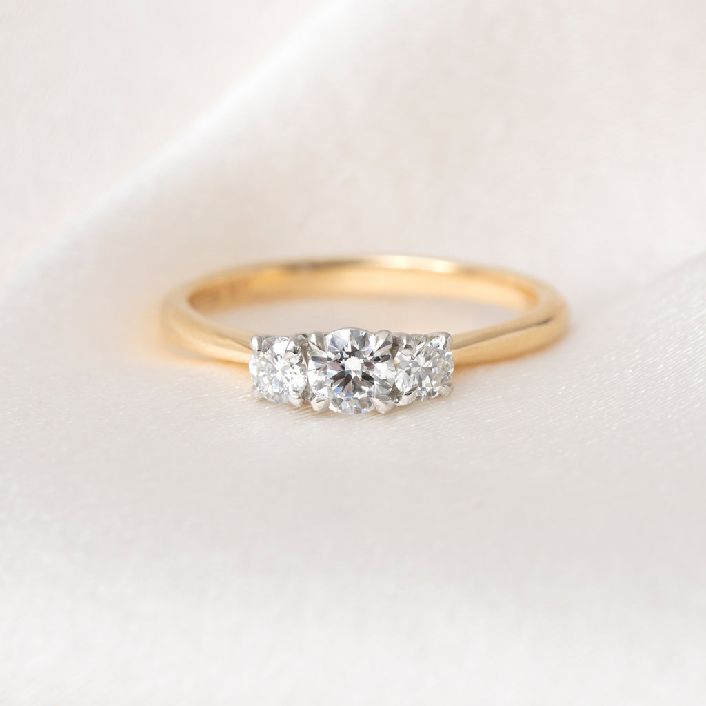 AILESBURY 0.50ct | Round 3-Stone Natural Diamond Engagement Ring in 18ct Gold