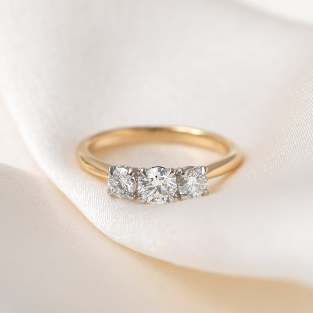 AILESBURY 0.75ct | Round 3-Stone Natural Diamond Engagement Ring in 18ct Gold
