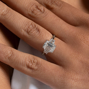 ASTRID 3.50ct | Emerald Cut Solitaire Lab Grown Diamond Engagement Ring in Platinum