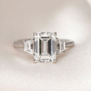 ASTRID 3.50ct | Emerald Cut Solitaire Lab Grown Diamond Engagement Ring in Platinum