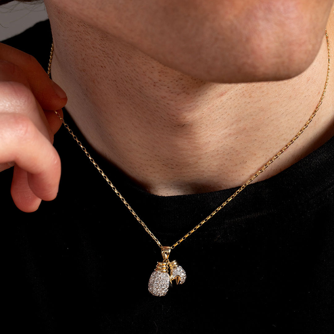 CZ Boxing Gloves Pendant | 9ct Gold