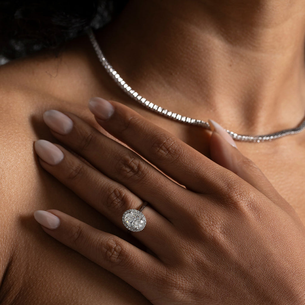 JULIETTE 2ct | Oval Halo Lab Grown Diamond Engagement Ring in Platinum