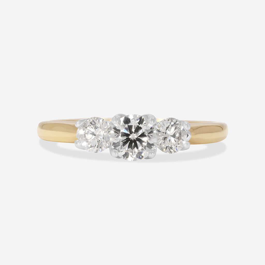 LEXI 0.75ct | Round 3-Stone Diamond Engagement Ring in 18ct Gold