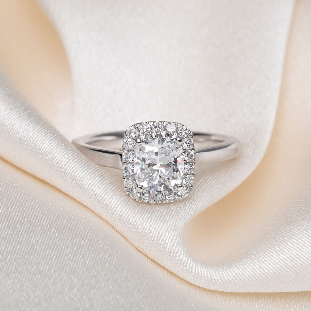 MONET 1.20ct | Cushion Halo Lab Grown Diamond Engagement Ring in Platinum