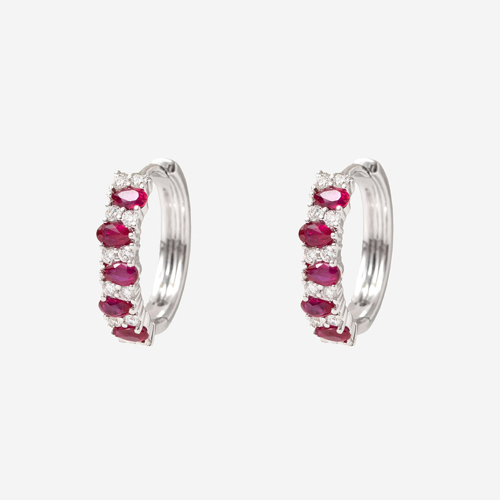 Soléa | Diamond and Ruby Huggies in 9ct White Gold