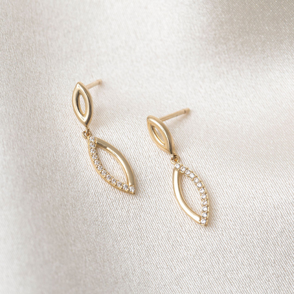 Sylva Marquise CZ Drop Earrings | 9ct Gold