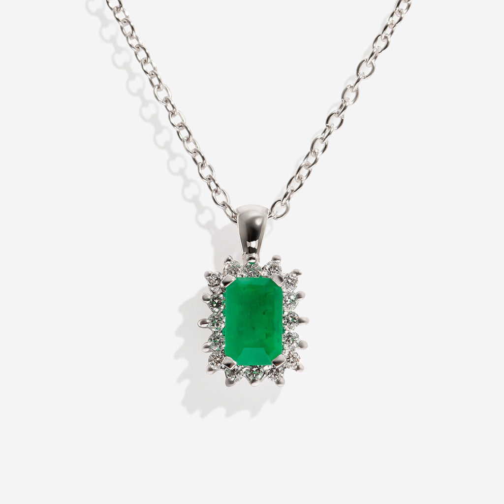 Adorn | Emerald & Diamond Necklace in 9ct Gold