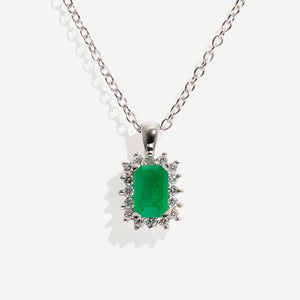 Adorn | Emerald & Diamond Necklace in 9ct Gold