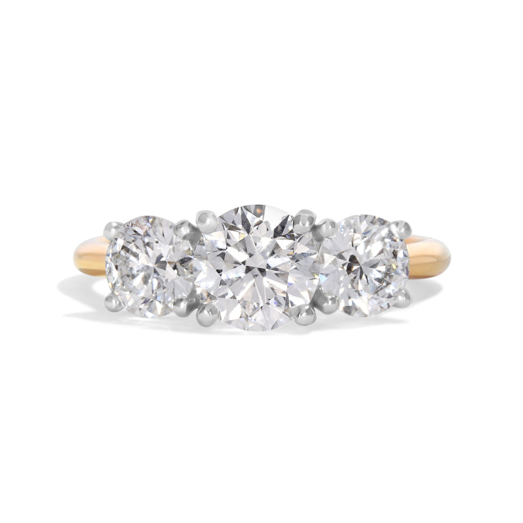 AILESBURY 2ct | Round 3-Stone Natural Diamond Engagement Ring in 18ct Gold