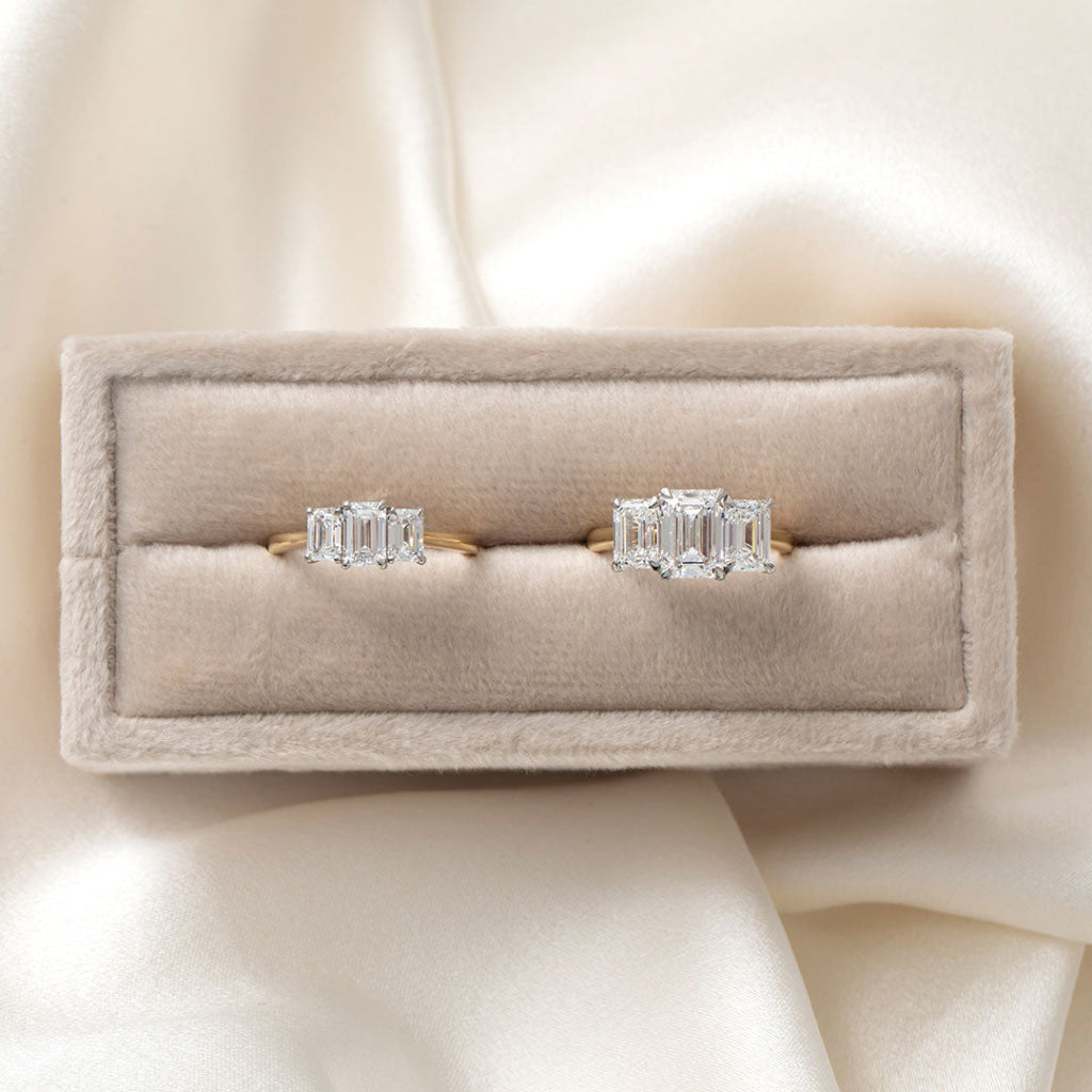 AIRA| Emerald Cut 3-Stone Lab Grown Diamond Engagement Ring
