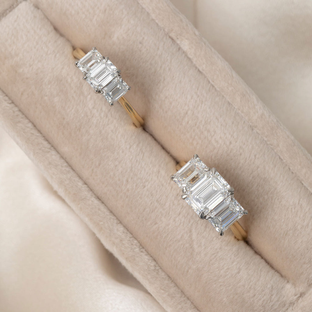 AIRA| Emerald Cut 3-Stone Lab Grown Diamond Engagement Ring