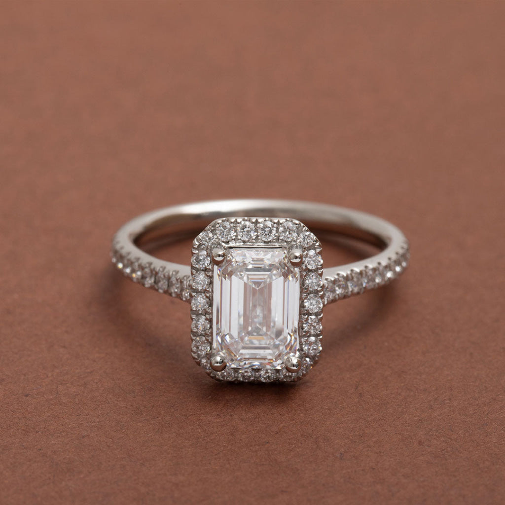 AISHLING | Emerald Cut Lab Diamond Set in Platinum - Rings