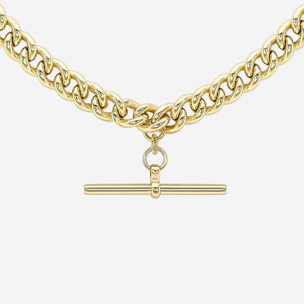 Albert T-Bar Curb Necklace | 9ct Gold - Necklace