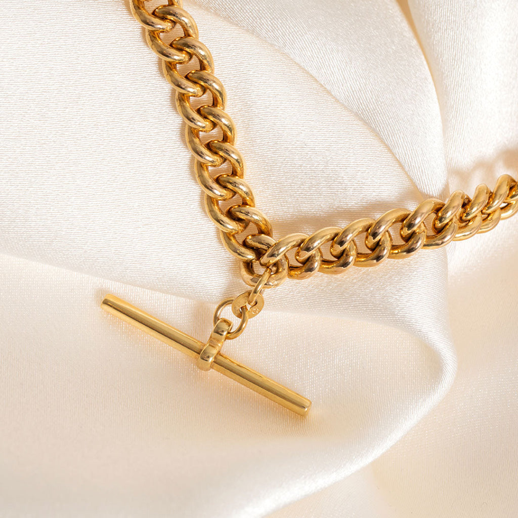 Albert T-Bar Curb Necklace | 9ct Gold - Necklace