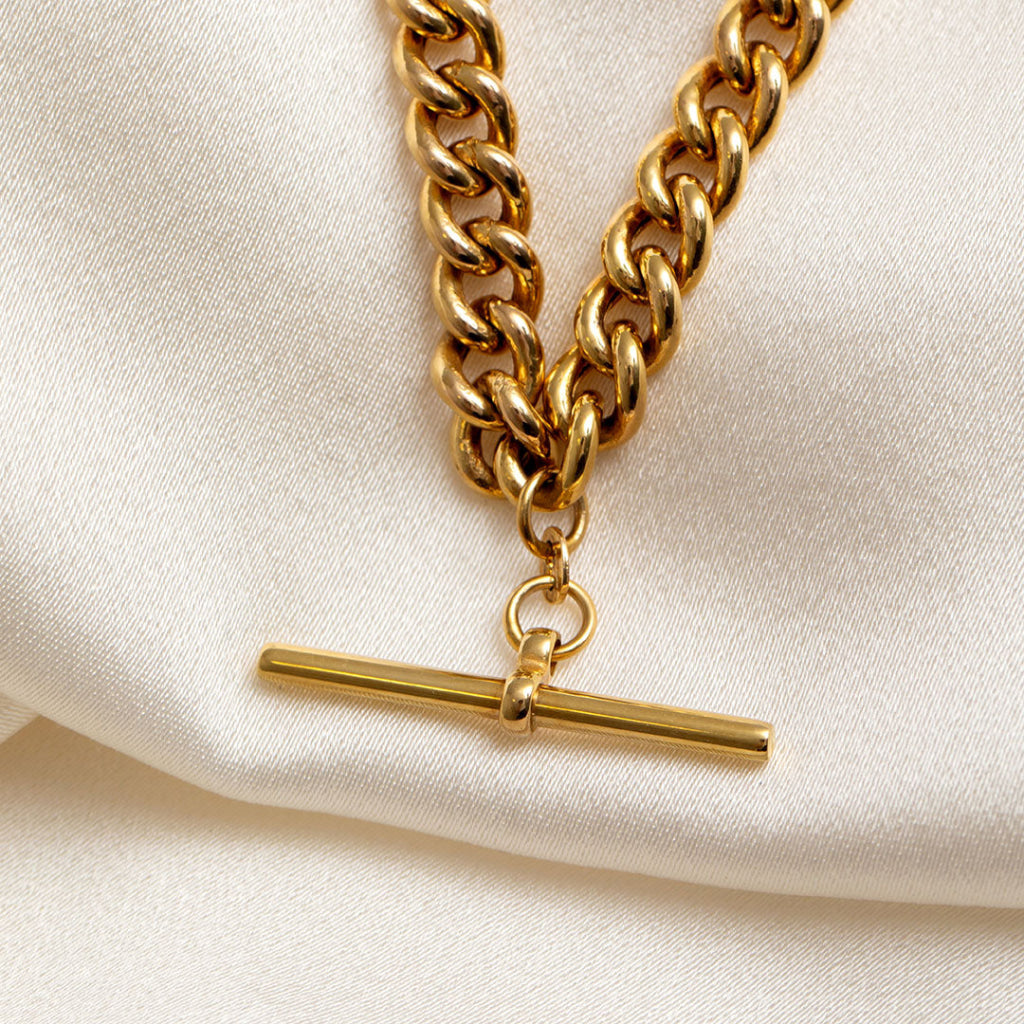 Albert T-Bar Curb Necklace | 9ct Gold - Necklace