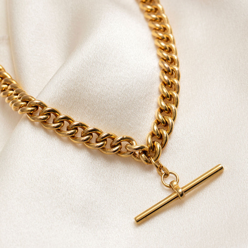 Albert T-Bar Curb Necklace | 9ct Gold - Necklace