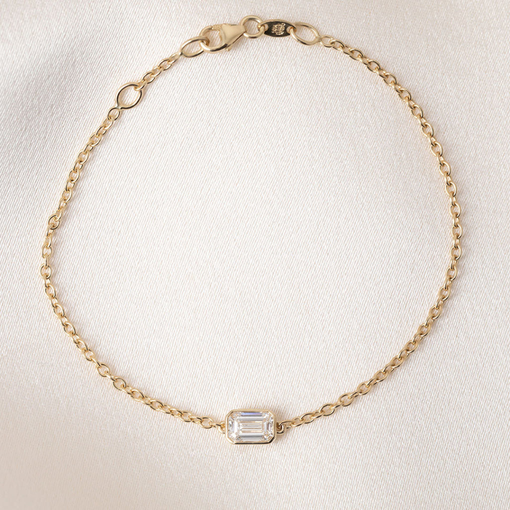 ALUNA Emerald Cut | Lab Grown Diamond Bracelet in 10ct Gold