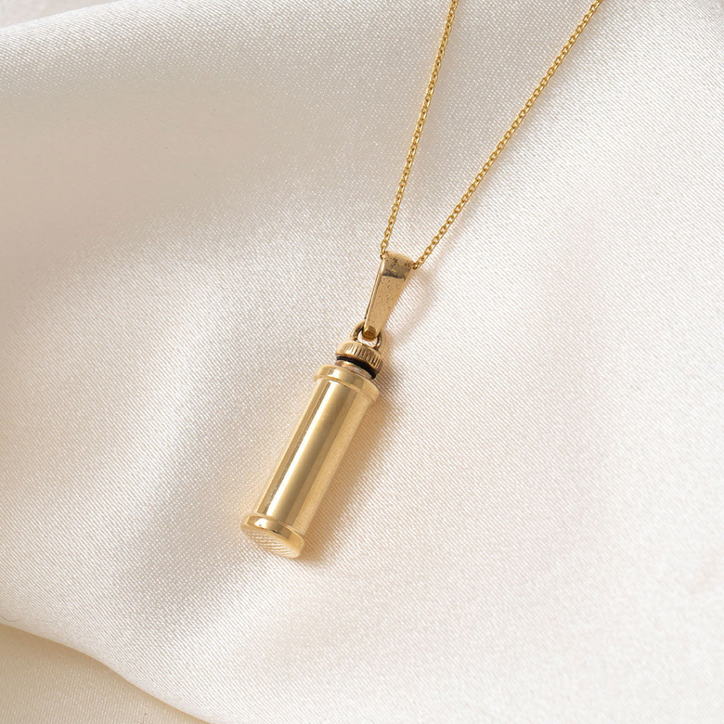 Cremation Jewellery Cylinder Necklace | 9ct Gold - Necklace