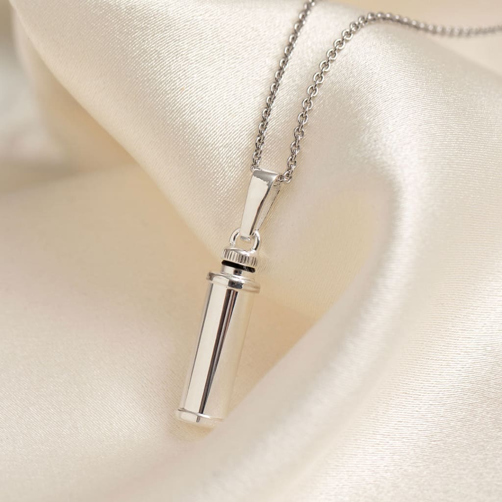 Always With You Cylinder Cremation Necklace | Sterling Silver