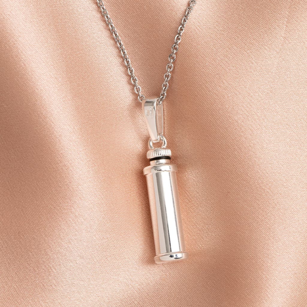 Silver cremation jewellery - ashes necklace