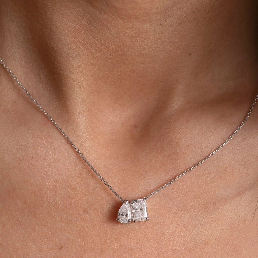 AMARI | Lab Grown Diamond Toi Et Moi Necklace in 18ct White Gold