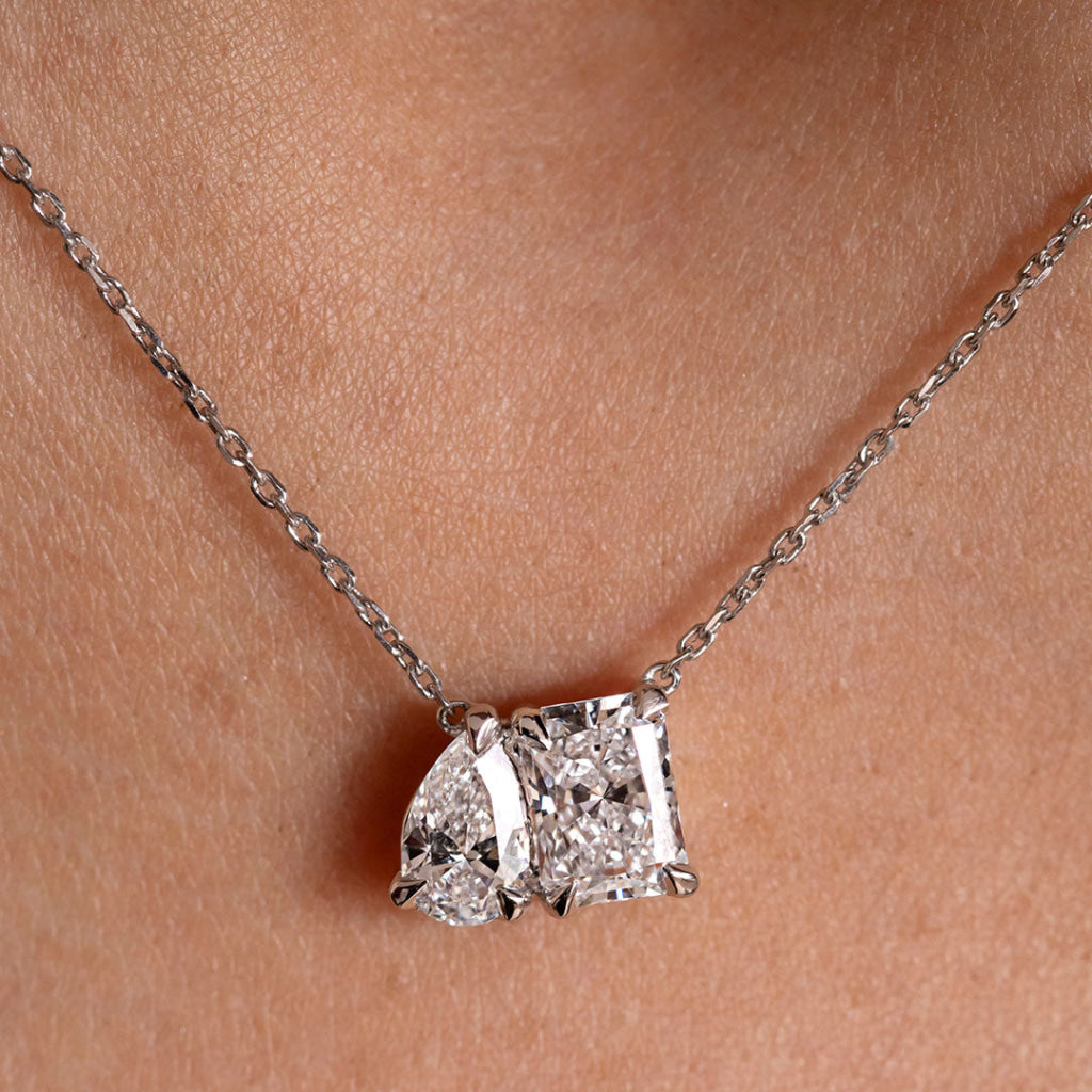 AMARI | Lab Grown Diamond Toi Et Moi Necklace in 18ct White Gold