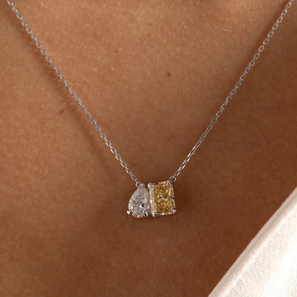 Amaya Lab Diamond Toi Et Moi Necklace | 18ct Gold - Necklace