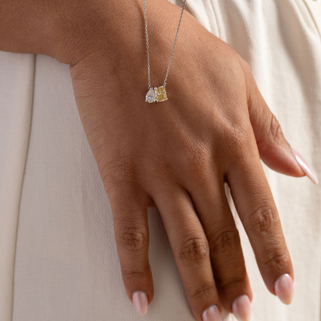 Amaya Lab Diamond Toi Et Moi Necklace | 18ct Gold - Necklace