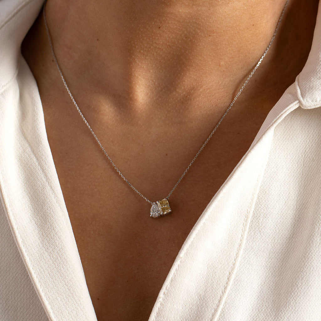 Amaya Lab Diamond Toi Et Moi Necklace | 18ct Gold - Necklace